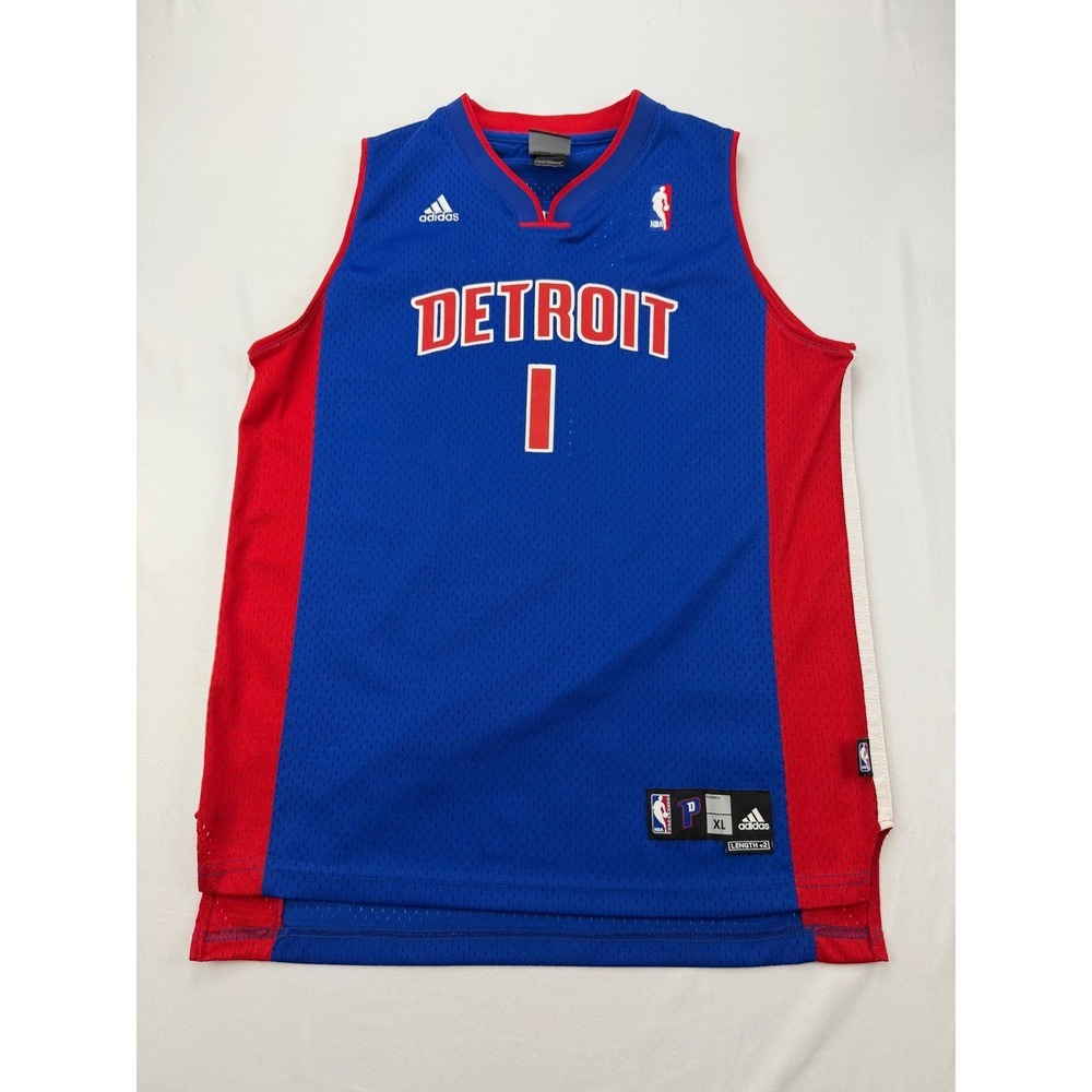 Adidas Detroit Pistons Jersey Kids XL Blue Red Chauncey Billups #1 NBA Mesh